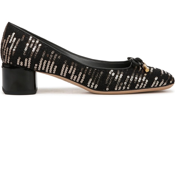 Franco Sarto Black and Gold Sequin Heels Size 7 - Picture 5 of 10